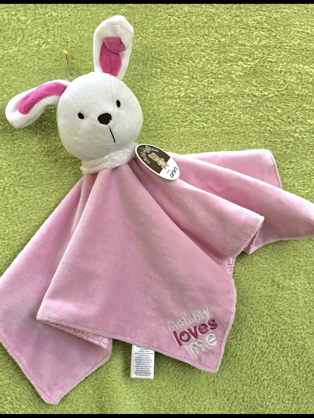 NWT  15"  Baby GIRLS pink & White Snuggle Bunny plush TOY Security Blanket (Q2)